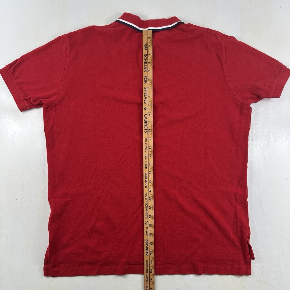 Vtg Ralph Lauren Mens XL Polo Shirt Red Navy Blue Pony Rugby Golf Short Sleeve - Picture 12 of 13